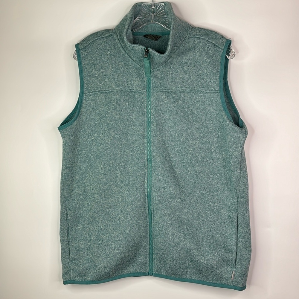 Eddie Bauer Heathered Blue Fleece Vest Size Large